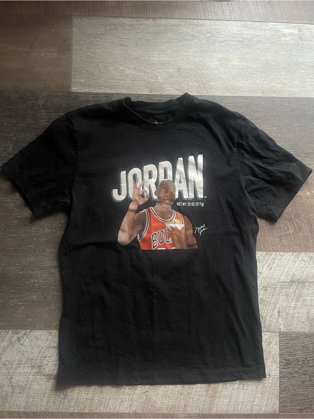 Jordan Black Graphic Short Sleeve Tee with Red Accent